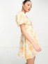 Фото #5 товара Forever New Petite puff shoulder mini dress in yellow floral