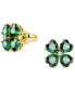 ფოტო #2 პროდუქტის Gold-Tone Idyllia Green Crystal Stud Earrings