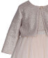 ფოტო #3 პროდუქტის Baby Girls Long Sleeved Foiled Knit Cardigan Over Ballerina Dress