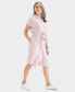 Фото #1 товара Women's Cotton Gauze Short-Sleeve Shirt Dress, Created for Macy's