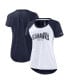ფოტო #1 პროდუქტის Women's White, Heather Scarlet Seattle Seahawks Back Slit Lightweight Fashion T-shirt