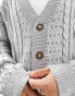 Фото #6 товара Brave Soul cable knit cardigan in light grey