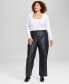 Фото #1 товара Trendy Plus Size Faux-Leather Cargo Pants, Created for Macy's