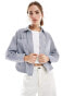 Фото #3 товара New Look cotton shacket in blue and white stripe