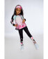 ფოტო #3 პროდუქტის Girl Athletic Leggings Black Printed Big Flowers - Toddler|Child