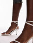 Topshop Fina barely there mid heeled sandals in white lizard