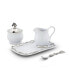 Stoneware Sugar and Creamer Set "Equestrian" with Tray and Solid Pewter Accents