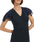 Фото #3 товара Women's Flutter-Sleeve Fit & Flare Dress