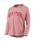 ფოტო #3 პროდუქტის Women's Scarlet and White Ohio State Buckeyes Melange Striped Boxy Long Sleeve T-shirt