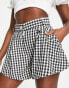 River Island co-ord check flare short in black