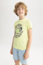 Erkek Çocuk Regular Fit Baskılı Kısa Kollu Pamuklu Penye Tişört.