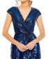 Фото #3 товара Women's Sequin Faux Wrap Front Slit Dress