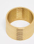 Фото #2 товара ASOS DESIGN waterproof stainless steel ribbed ring in gold tone