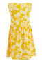 Kız Çocuk Sarı Çiçek Desenli Kolsuz Elbise