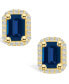 ფოტო #3 პროდუქტის Sapphire (1-3/8 Ct. t.w.) and Diamond (1/5 Ct. t.w.) Halo Stud Earrings