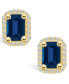 Серьги Macy's Sapphire Diamond Halo Stud