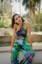 SATIN TROPICAL PRINT JUMPSUIT