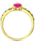 Lab-Grown Multi-Gemstone (1-1/4 ct. t.w.) & Cubic Zirconia Heart Ring in 14k Gold-Plated Sterling Silver