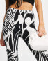 River Island abstract wing print flare trouser in cream