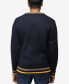 Фото #2 товара Men's Cable Knit Tipped V-Neck Sweater