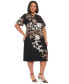 ფოტო #3 პროდუქტის Plus Size Printed Short-Sleeve Midi Dress