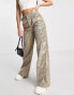 Фото #4 товара Missguided Tall wide leg trousers in snake print