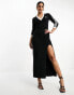 Фото #4 товара adidas Originals three stripe v neck maxi dress in black