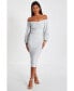 ფოტო #1 პროდუქტის Women's Stretch Shimmer Cowl Bardot Midi Dress