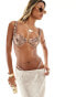 South Beach underwire printed bikini top in brown