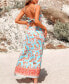 Women's Boho Floral Sweetheart Twist & Keyhole Maxi Beach Dress