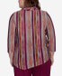 Plus Size Wine Country Spliced Stripe Cowl Neck Top With Necklace