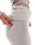 Lioness knit foldover waist flared trousers co-ord in light grey