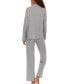 Women's Annie 2 Piece Notch Long Sleeve Top and Knit Pants Pajama Set