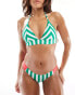 Фото #1 товара Superdry Stripe triangle bikini top in green stripe