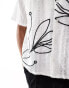 Bershka floral embroidered shirt in white