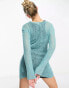 COLLUSION open stitch knitted mini dress in blue