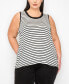 Фото #1 товара Plus Yarn Dye Stripe Contrast Double Binding Swing Tank Top