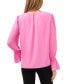 Фото #2 товара Women's Crewneck Long Sleeve Smocked Ruffle Cuff Blouse