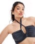 Фото #1 товара ASOS DESIGN Curve Ashley keyhole cross neck bikini top in slate grey