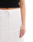 Pull&Bear tiered maxi skirt in white