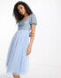 Фото #2 товара Maya Bridesmaid puff sleeve midi dress in baby blue