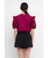 ფოტო #4 პროდუქტის Women's Mixed Media Ruffle Blouson Top