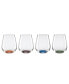 Фото #1 товара Bottoms Up Color Bottom Stemless Wine Glasses, Set of 4