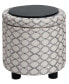 15.75" Polyester Round Storage Ottoman with Tray Lid