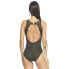 Фото #3 товара Jets 183698 Womens Swimwear Parallels High Neck One-piece Striped Khaki Size 6