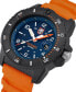 Men's Swiss Navy Seal Magnifying Glass Dive Orange Rubber Strap Watch 45mm