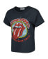 Фото #2 товара Women's Black Distressed Rolling Stones Graphic Reverse Girlfriend T-shirt