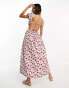 Фото #1 товара ASOS DESIGN milkmaid ruched bust midi dress with open tie back in bright floral print