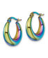 ფოტო #3 პროდუქტის Stainless Steel Polished Rainbow IP-plated Hoop Earrings