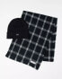 Фото #1 товара Jack & Jones beanie & check scarf giftbox in black